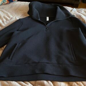 Ribbed quarter zip sweatshirt